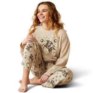 10054011 Ariat Women's Dreams Pajama Set Cowgirl Print