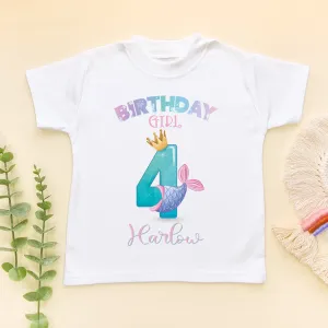 4th Birthday Cute Mermaid Personalised T Shirt