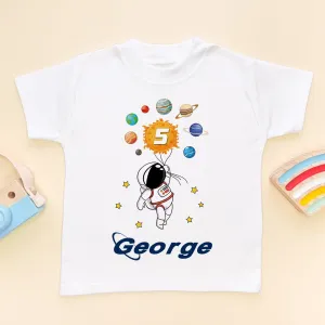 5th Birthday Astronaut Solar System Personalised T Shirt