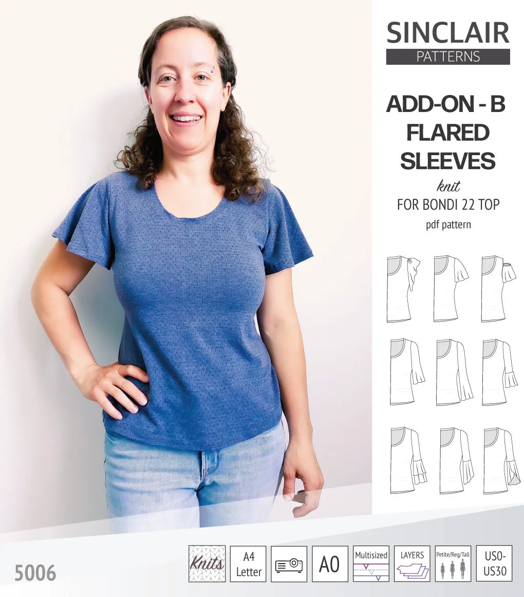 ADD-ON Flared Sleeves add-on pack for Bondi 22 and other compatible patterns (PDF)