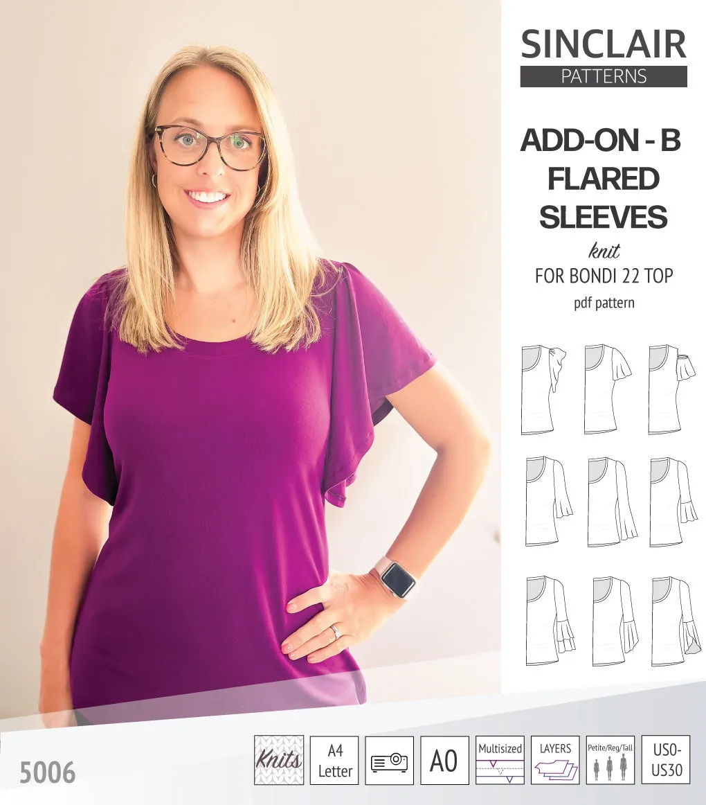 ADD-ON Flared Sleeves add-on pack for Bondi 22 and other compatible patterns (PDF)