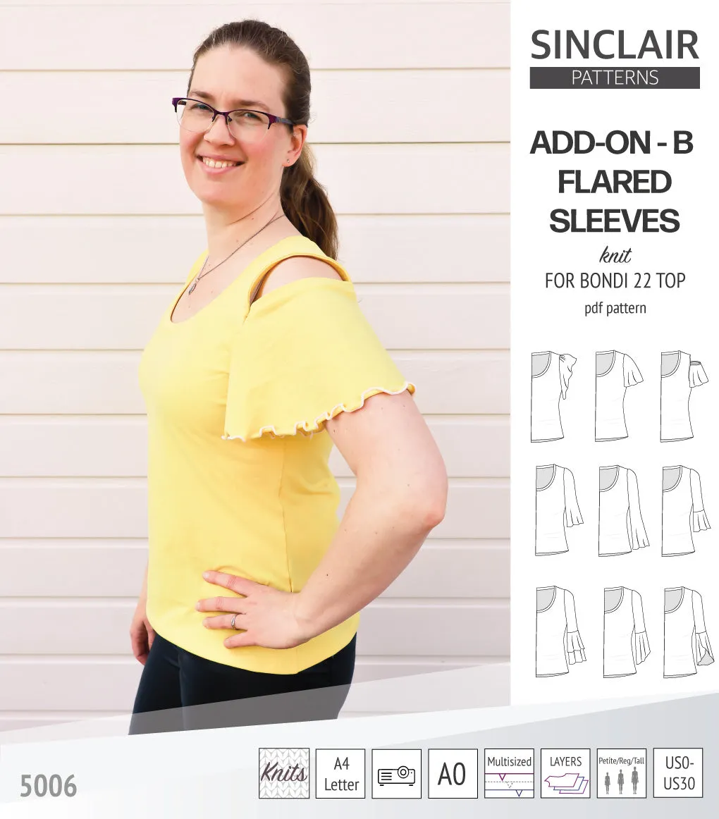 ADD-ON Flared Sleeves add-on pack for Bondi 22 and other compatible patterns (PDF)