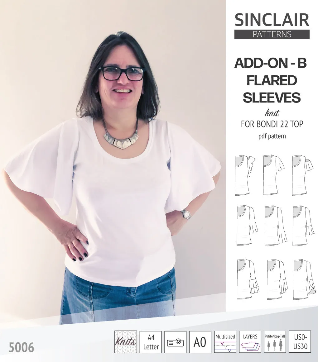 ADD-ON Flared Sleeves add-on pack for Bondi 22 and other compatible patterns (PDF)