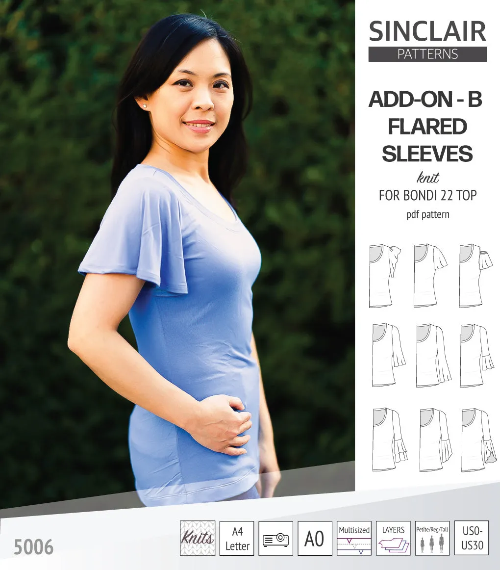 ADD-ON Flared Sleeves add-on pack for Bondi 22 and other compatible patterns (PDF)