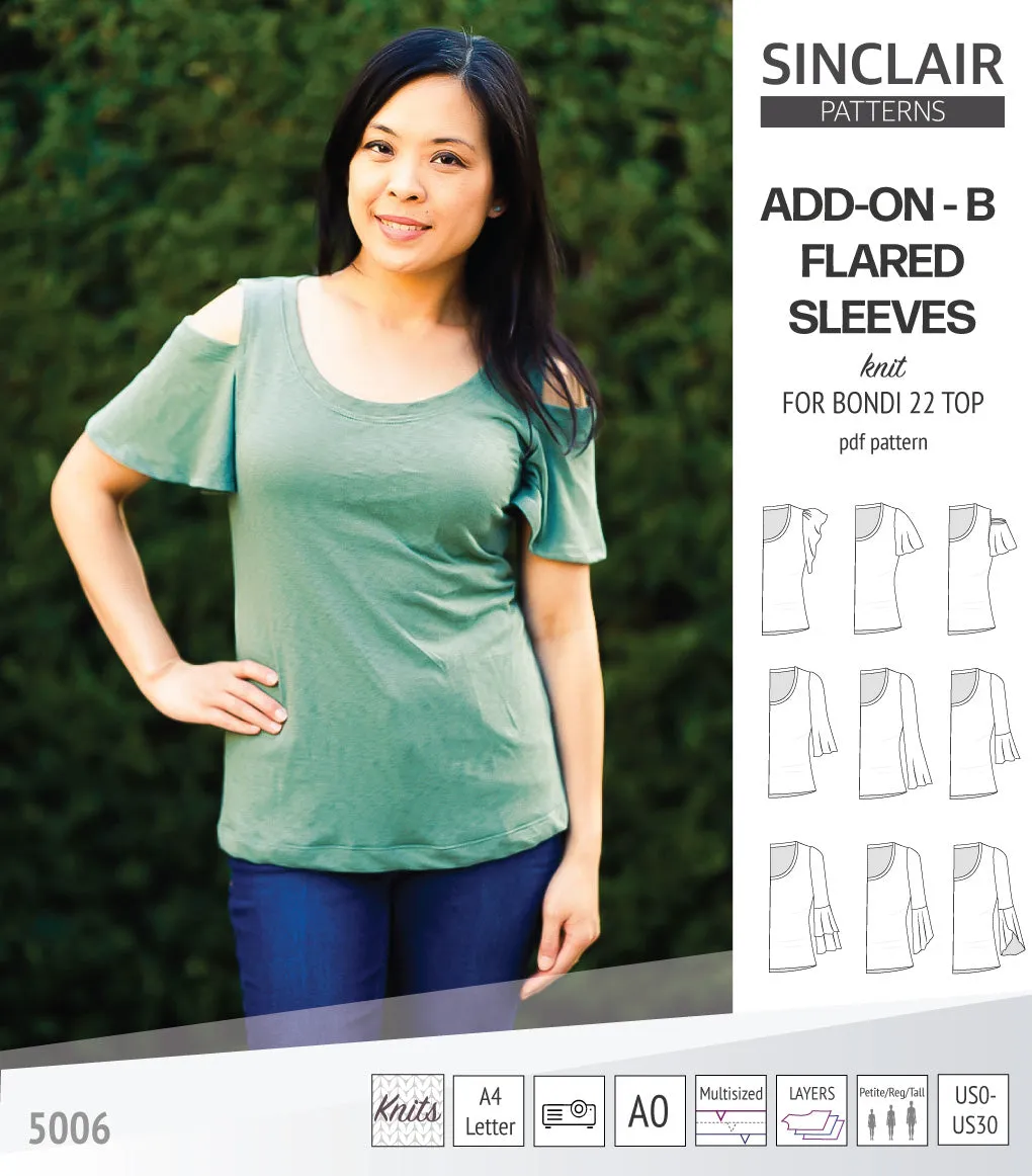 ADD-ON Flared Sleeves add-on pack for Bondi 22 and other compatible patterns (PDF)