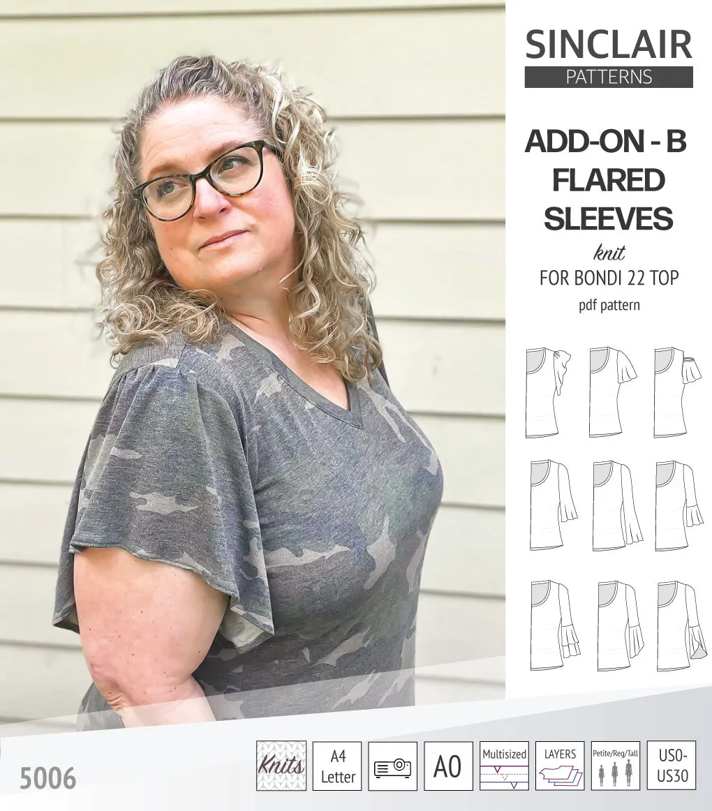 ADD-ON Flared Sleeves add-on pack for Bondi 22 and other compatible patterns (PDF)