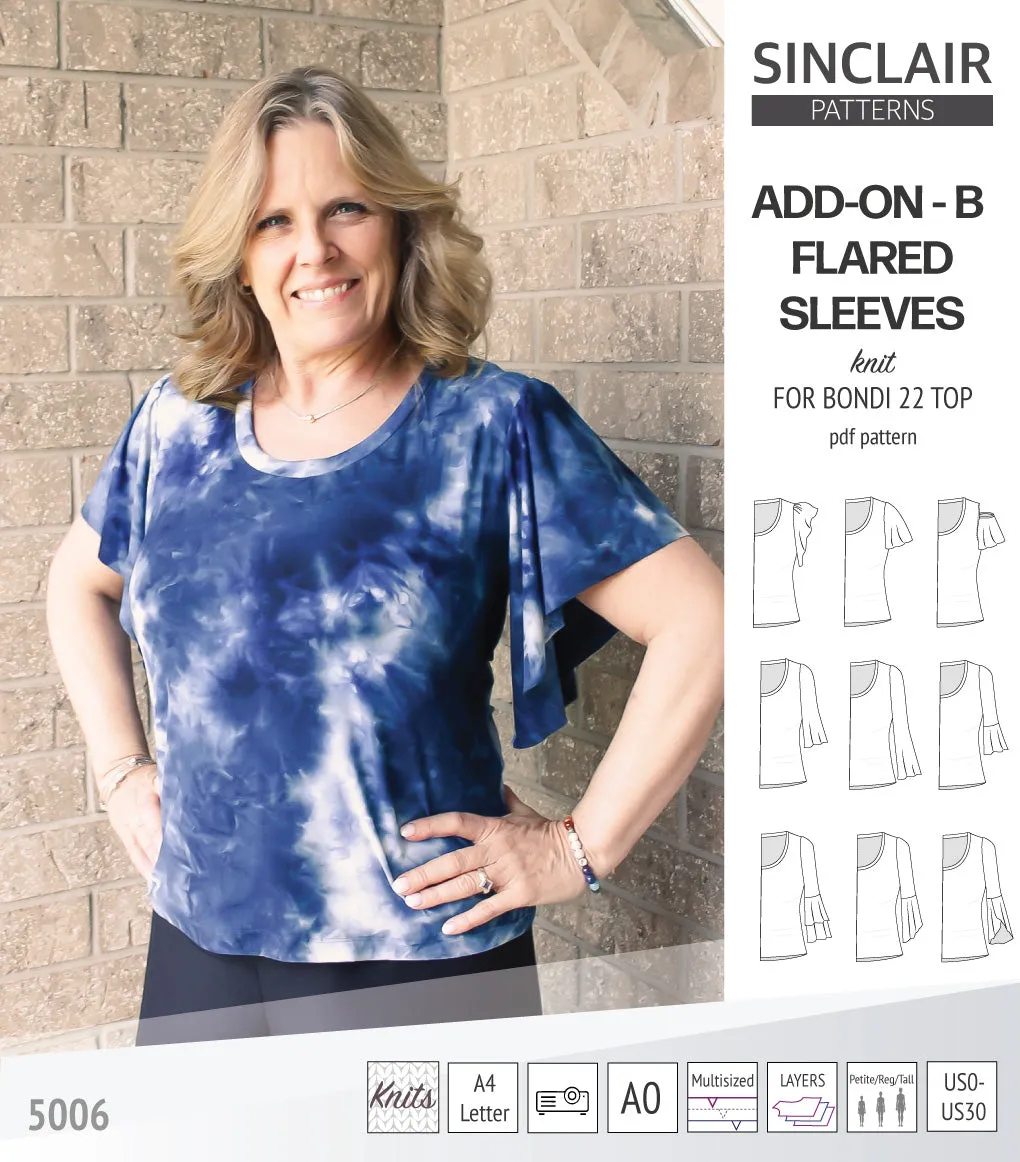 ADD-ON Flared Sleeves add-on pack for Bondi 22 and other compatible patterns (PDF)