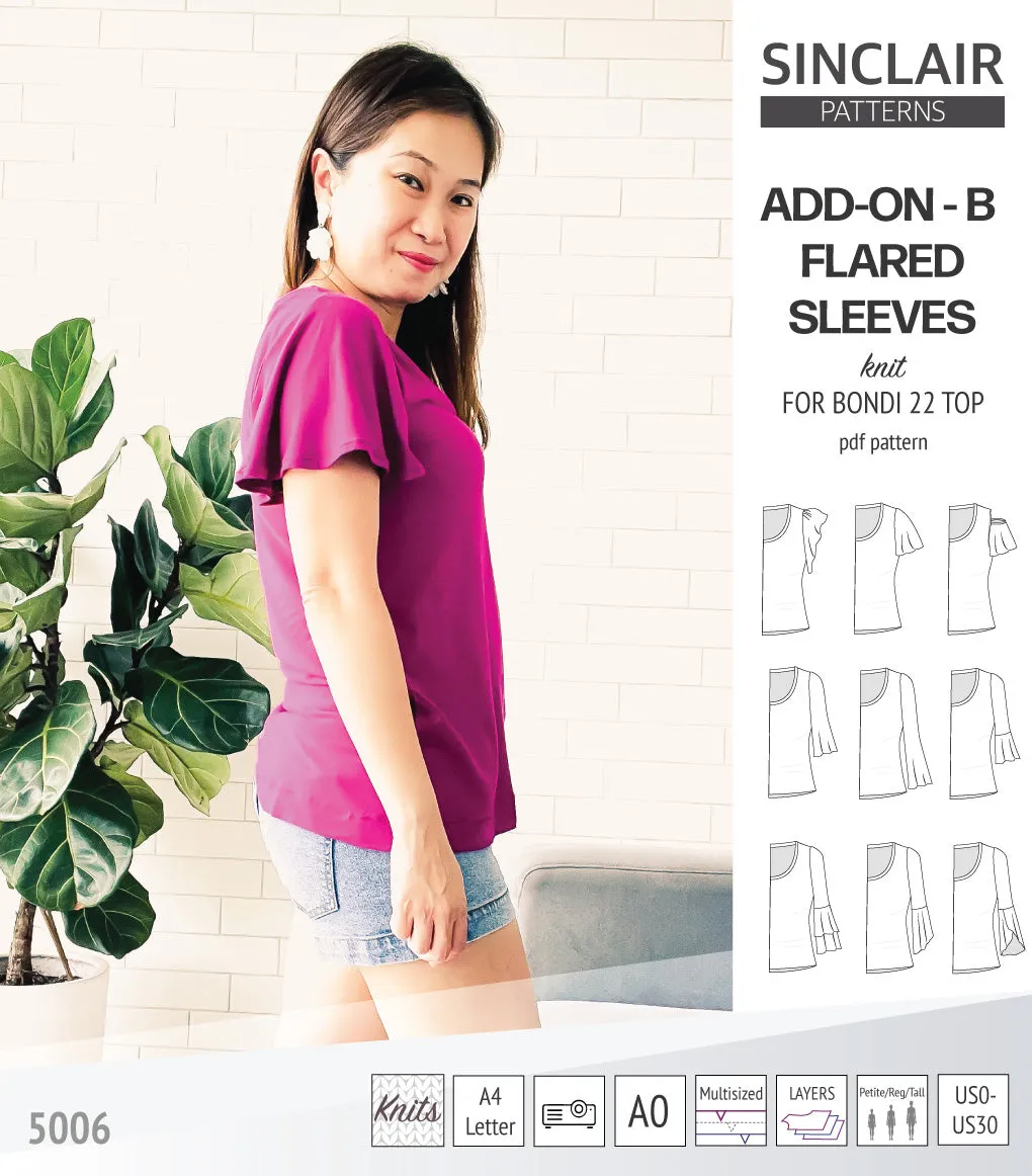 ADD-ON Flared Sleeves add-on pack for Bondi 22 and other compatible patterns (PDF)