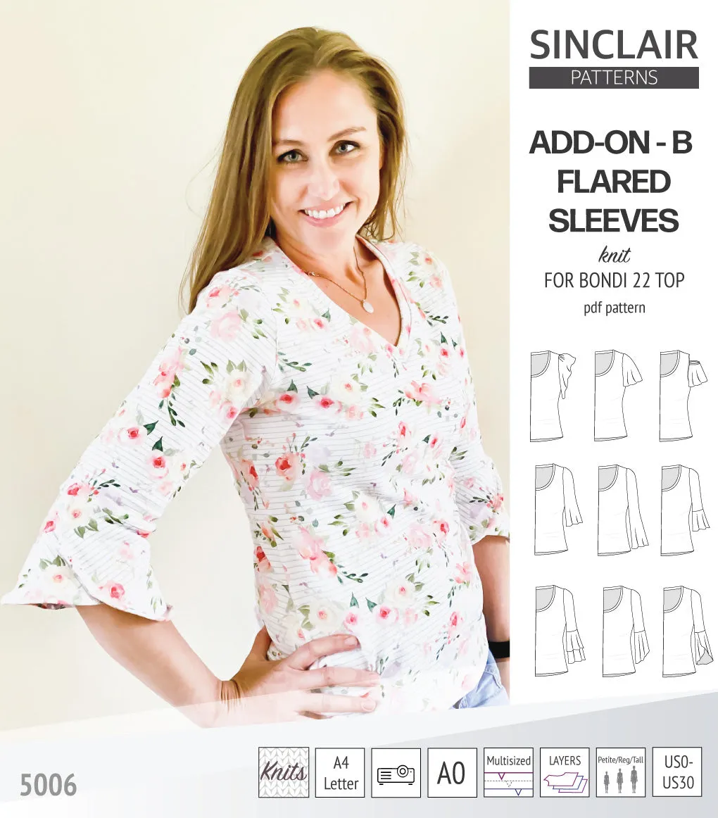 ADD-ON Flared Sleeves add-on pack for Bondi 22 and other compatible patterns (PDF)