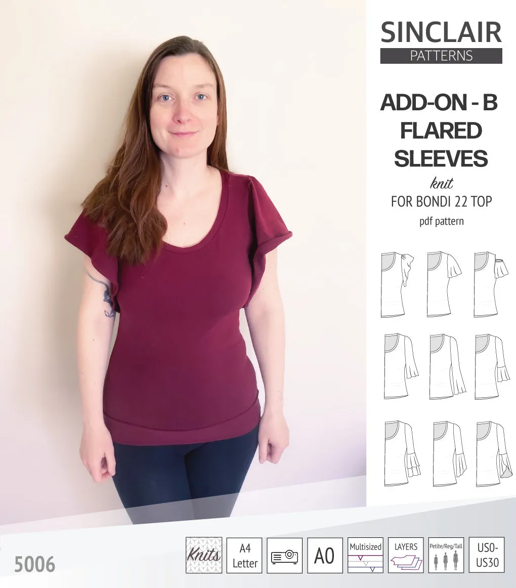 ADD-ON Flared Sleeves add-on pack for Bondi 22 and other compatible patterns (PDF)