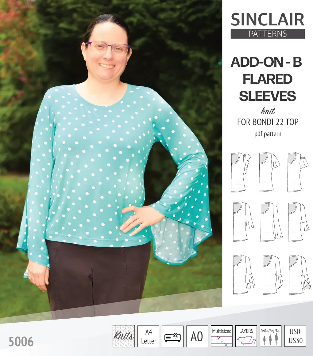 ADD-ON Flared Sleeves add-on pack for Bondi 22 and other compatible patterns (PDF)