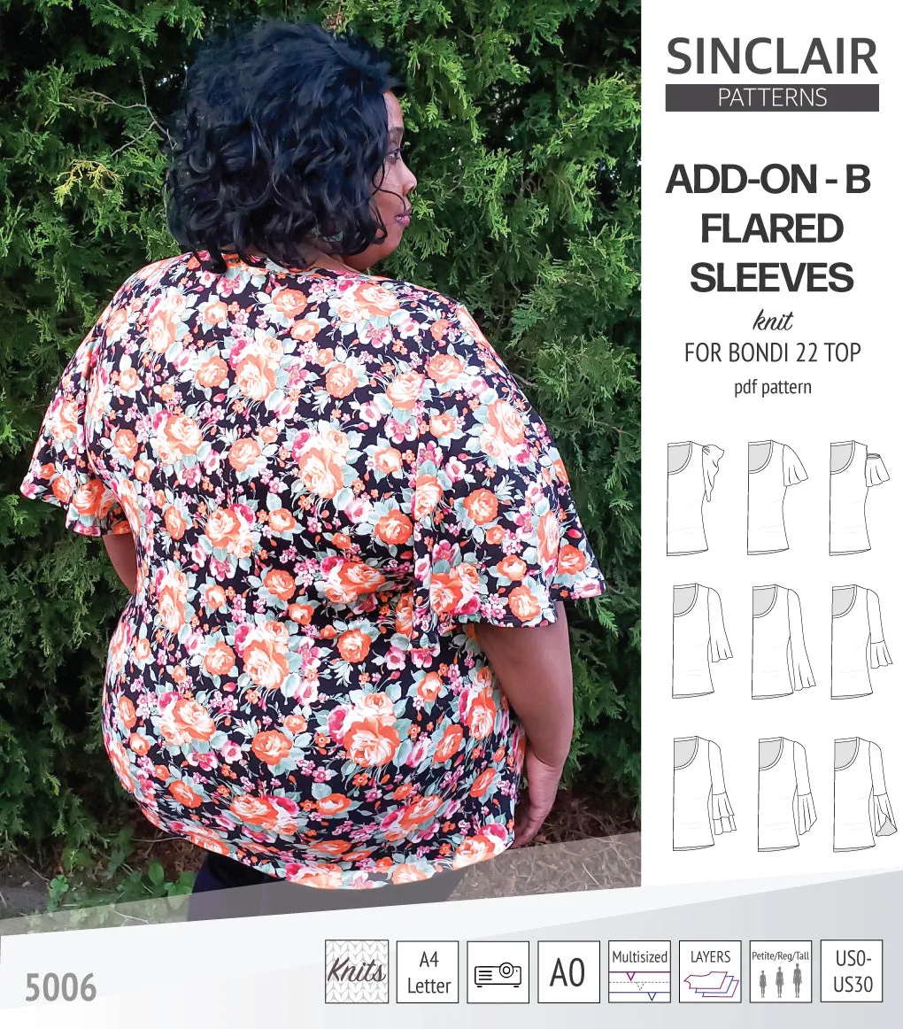 ADD-ON Flared Sleeves add-on pack for Bondi 22 and other compatible patterns (PDF)