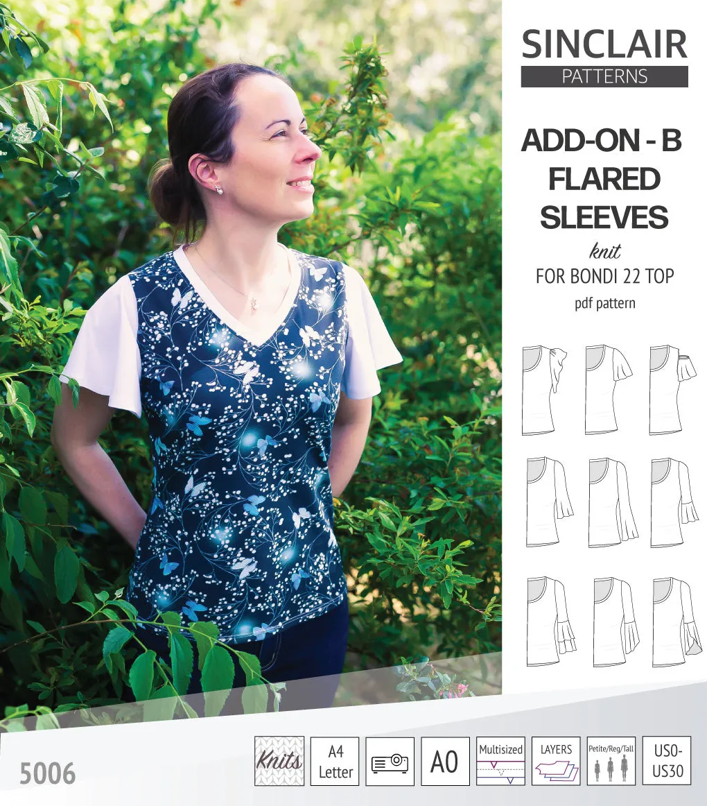 ADD-ON Flared Sleeves add-on pack for Bondi 22 and other compatible patterns (PDF)