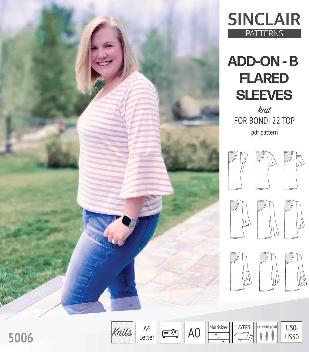 ADD-ON Flared Sleeves add-on pack for Bondi 22 and other compatible patterns (PDF)