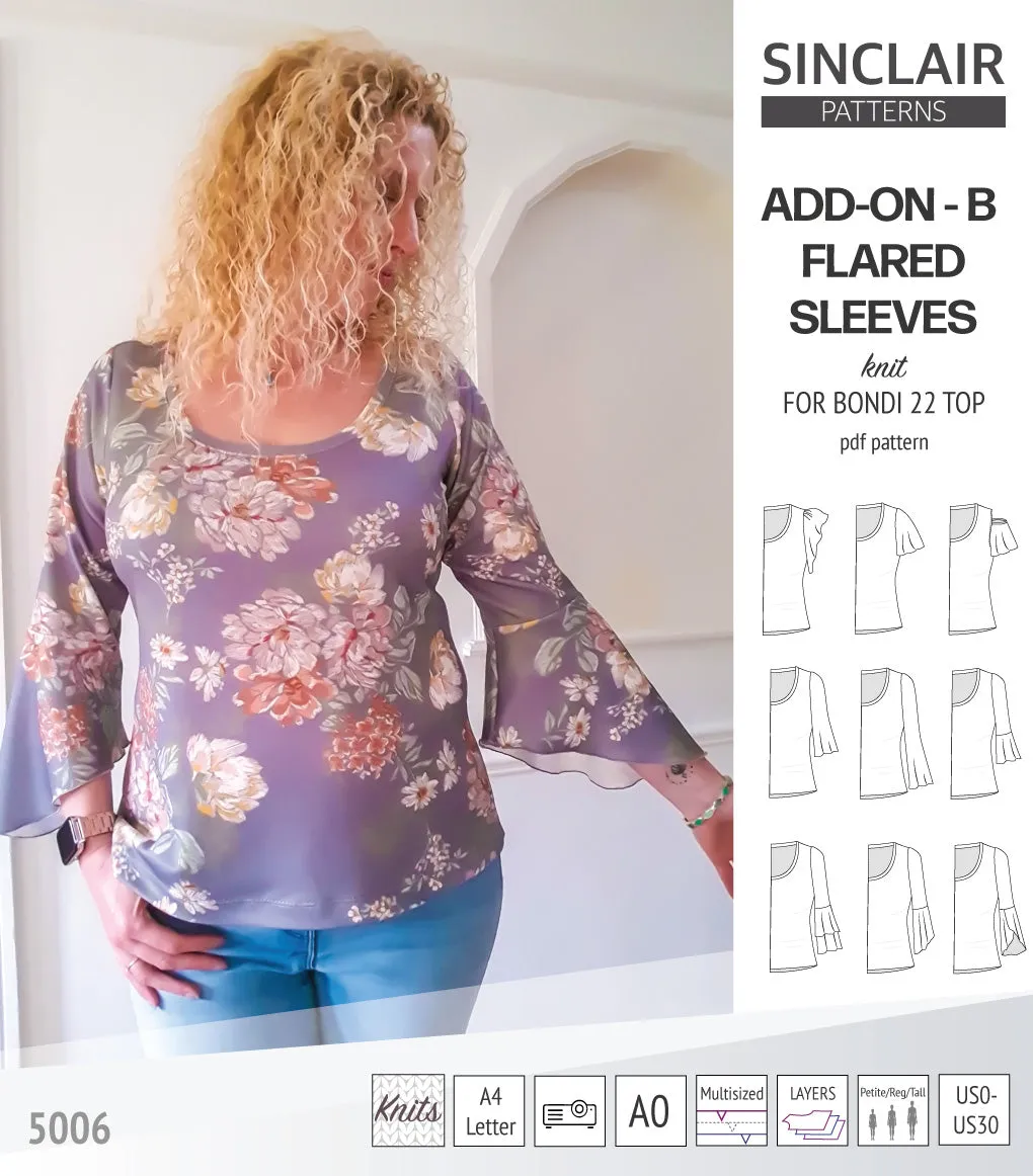 ADD-ON Flared Sleeves add-on pack for Bondi 22 and other compatible patterns (PDF)
