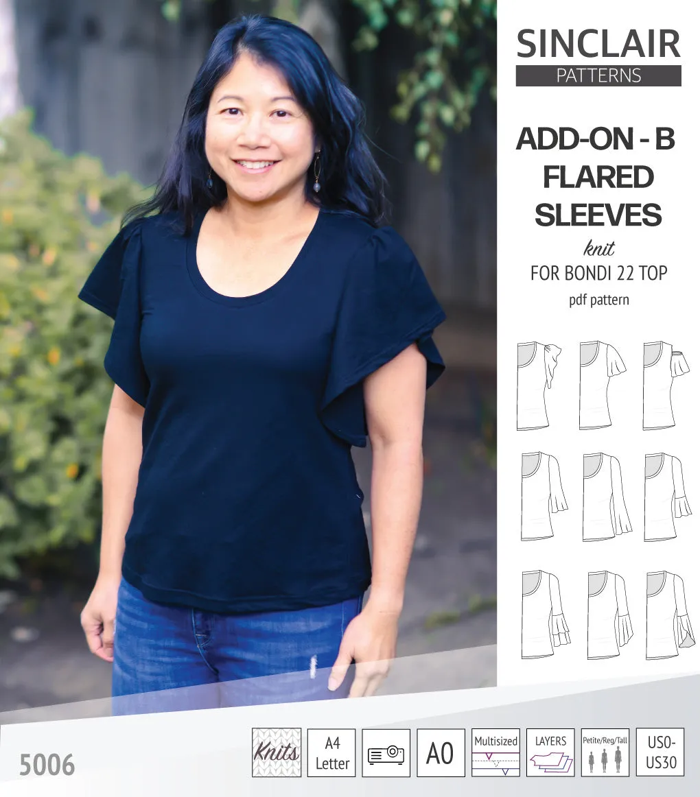 ADD-ON Flared Sleeves add-on pack for Bondi 22 and other compatible patterns (PDF)