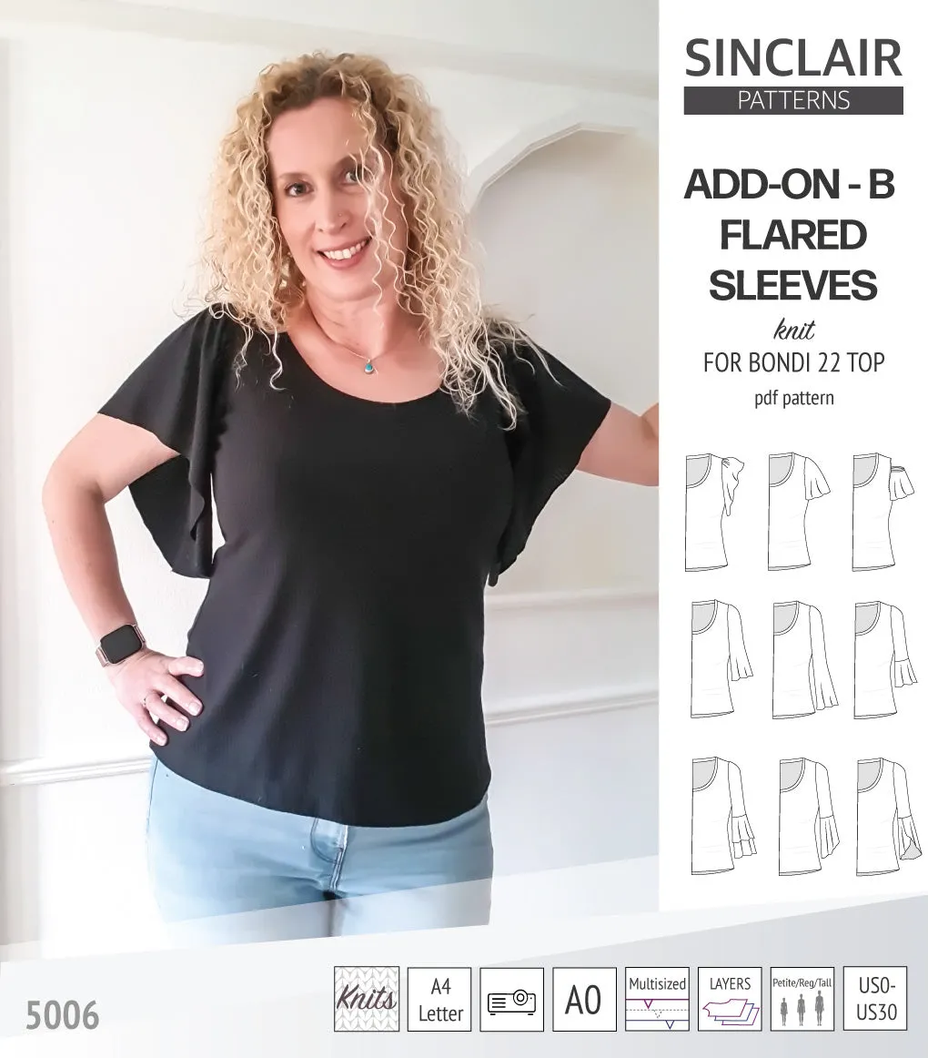 ADD-ON Flared Sleeves add-on pack for Bondi 22 and other compatible patterns (PDF)