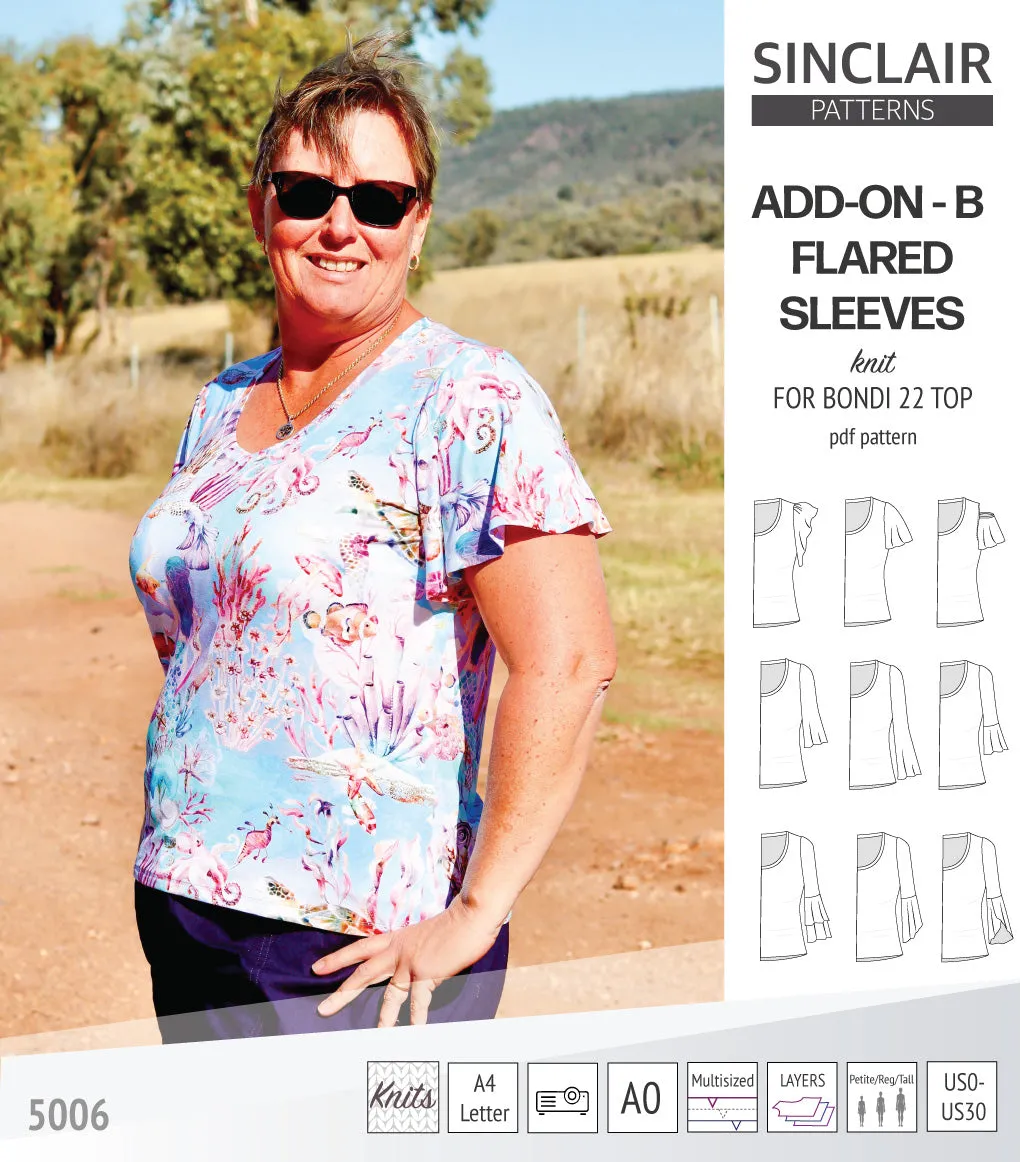 ADD-ON Flared Sleeves add-on pack for Bondi 22 and other compatible patterns (PDF)