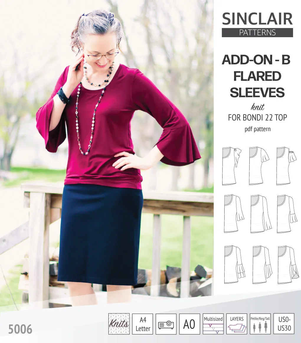 ADD-ON Flared Sleeves add-on pack for Bondi 22 and other compatible patterns (PDF)