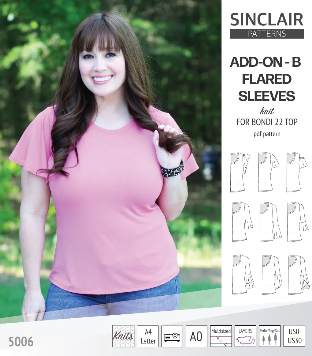 ADD-ON Flared Sleeves add-on pack for Bondi 22 and other compatible patterns (PDF)