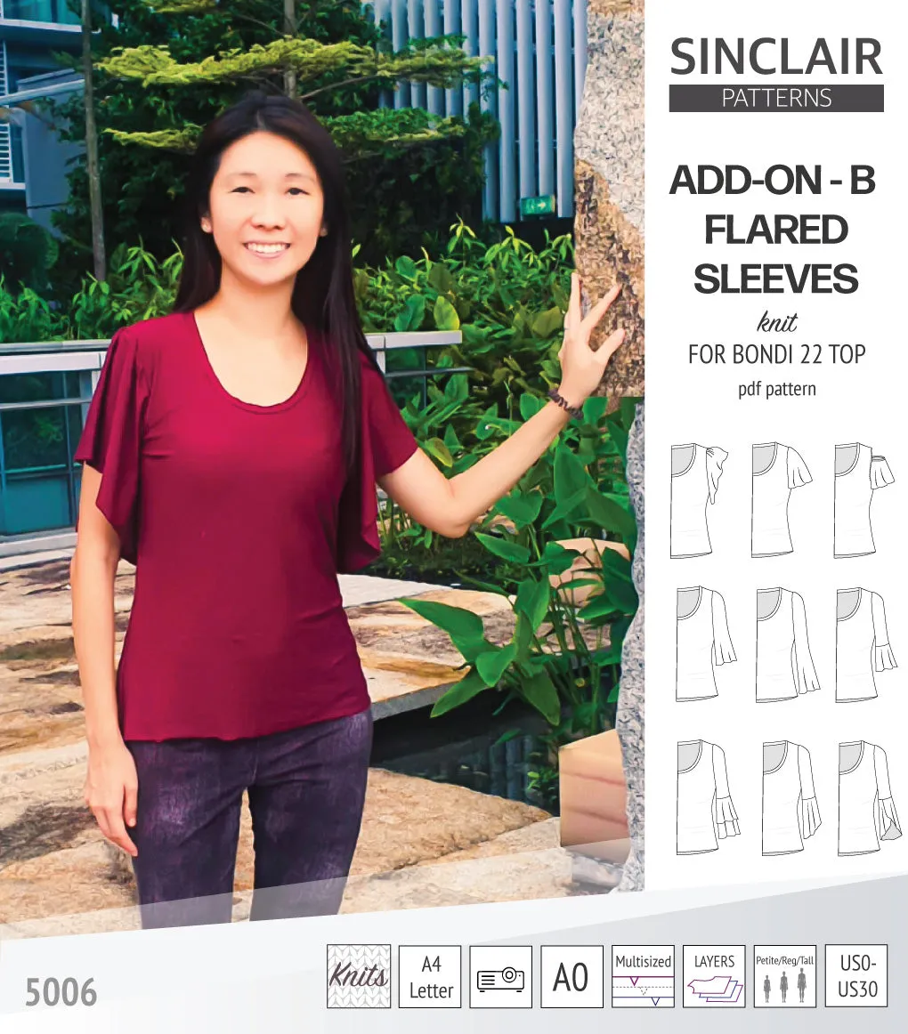 ADD-ON Flared Sleeves add-on pack for Bondi 22 and other compatible patterns (PDF)