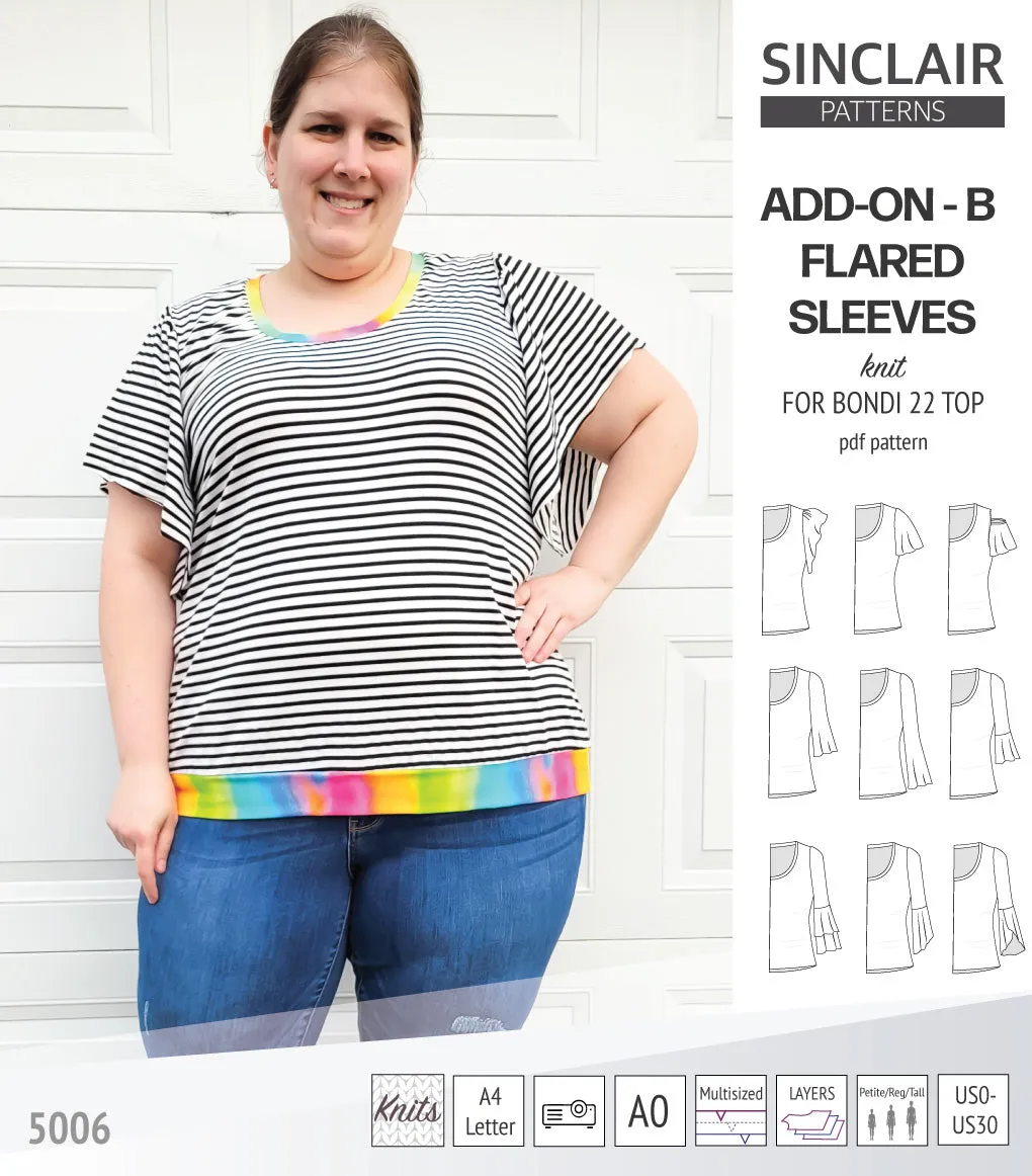 ADD-ON Flared Sleeves add-on pack for Bondi 22 and other compatible patterns (PDF)