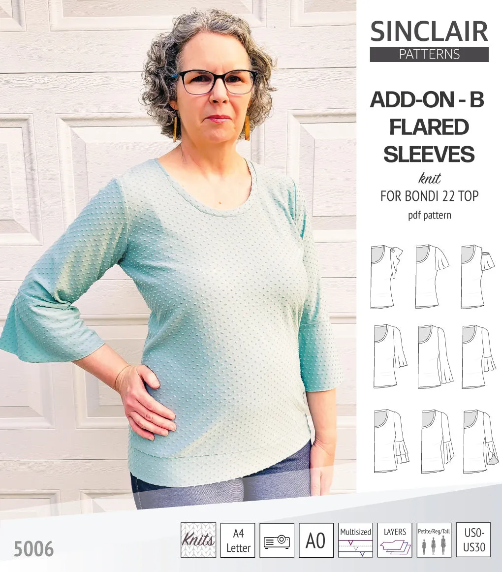 ADD-ON Flared Sleeves add-on pack for Bondi 22 and other compatible patterns (PDF)