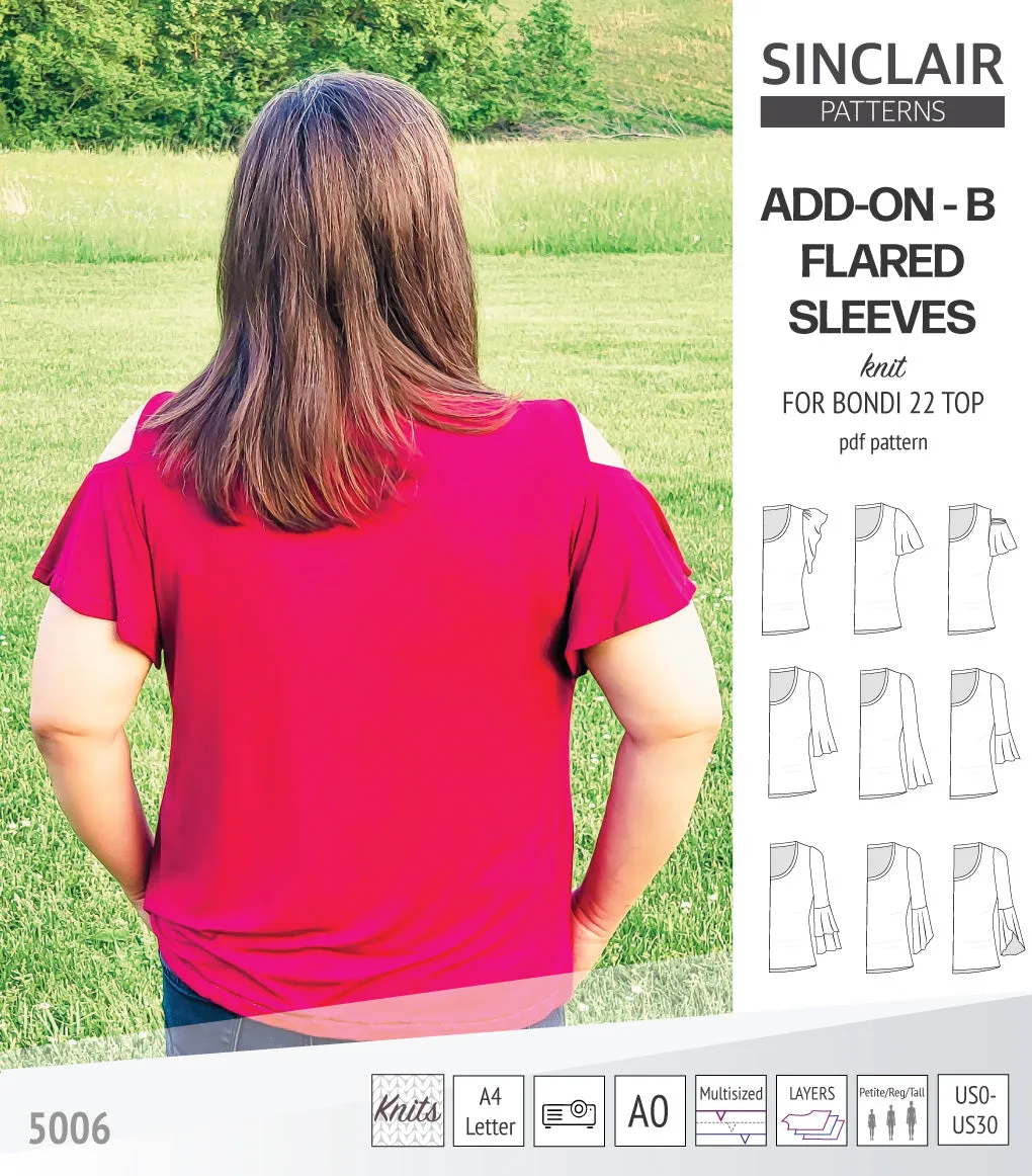 ADD-ON Flared Sleeves add-on pack for Bondi 22 and other compatible patterns (PDF)