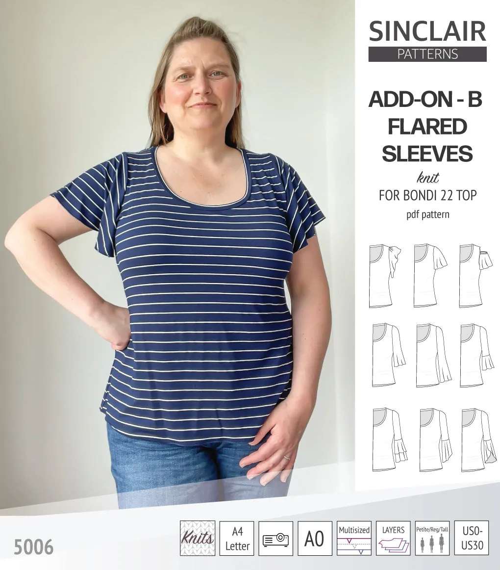 ADD-ON Flared Sleeves add-on pack for Bondi 22 and other compatible patterns (PDF)