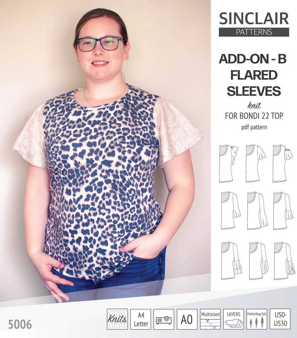 ADD-ON Flared Sleeves add-on pack for Bondi 22 and other compatible patterns (PDF)