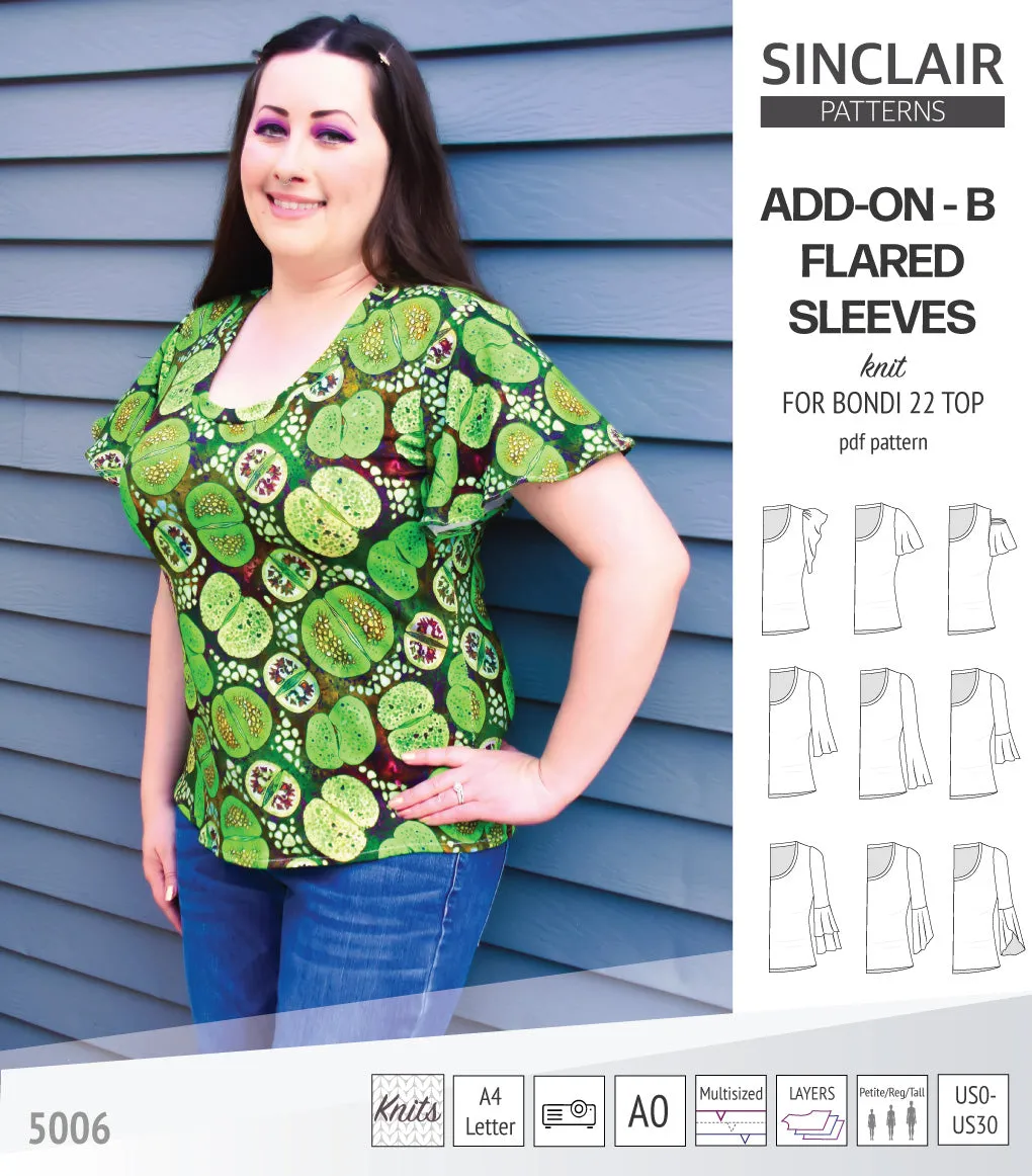 ADD-ON Flared Sleeves add-on pack for Bondi 22 and other compatible patterns (PDF)
