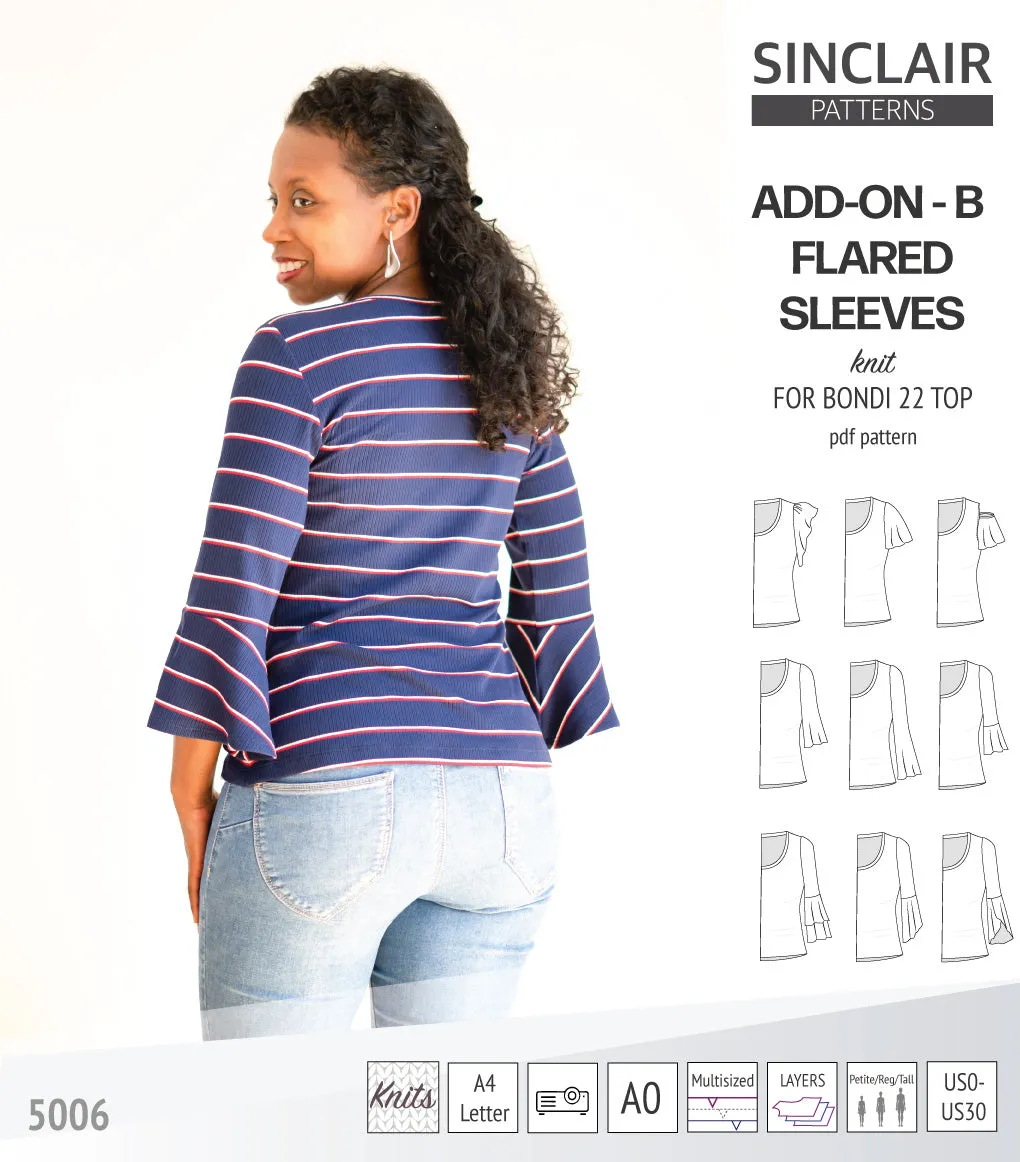 ADD-ON Flared Sleeves add-on pack for Bondi 22 and other compatible patterns (PDF)