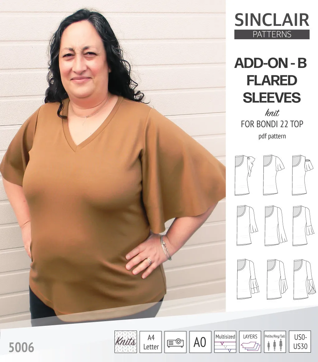 ADD-ON Flared Sleeves add-on pack for Bondi 22 and other compatible patterns (PDF)
