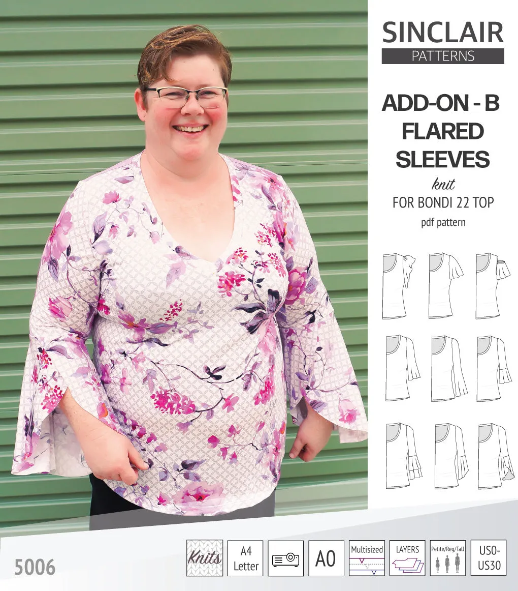 ADD-ON Flared Sleeves add-on pack for Bondi 22 and other compatible patterns (PDF)
