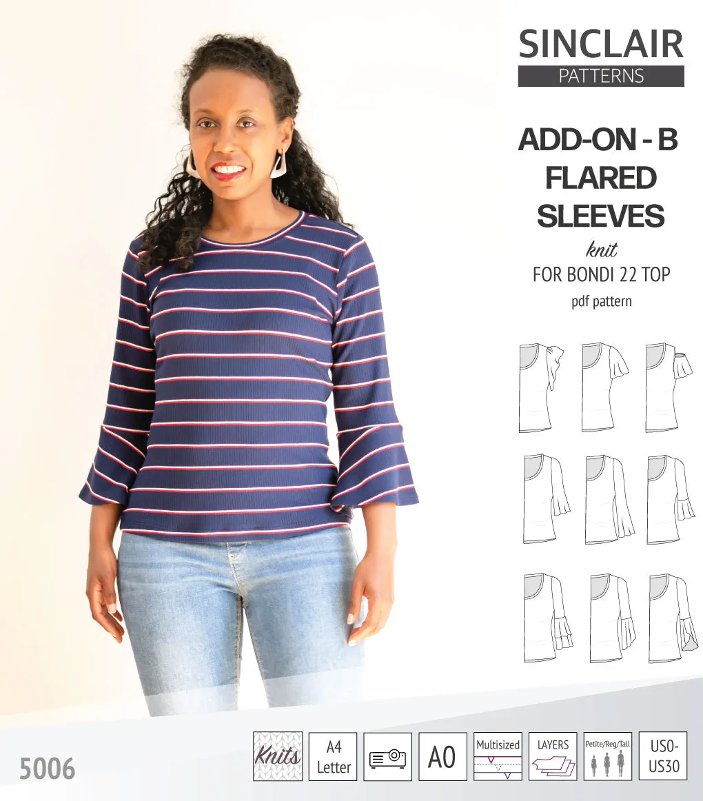 ADD-ON Flared Sleeves add-on pack for Bondi 22 and other compatible patterns (PDF)