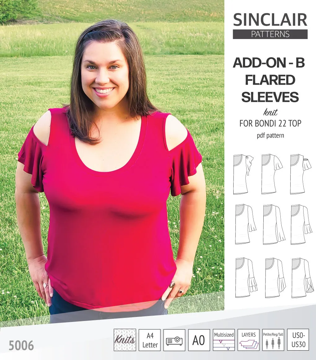ADD-ON Flared Sleeves add-on pack for Bondi 22 and other compatible patterns (PDF)