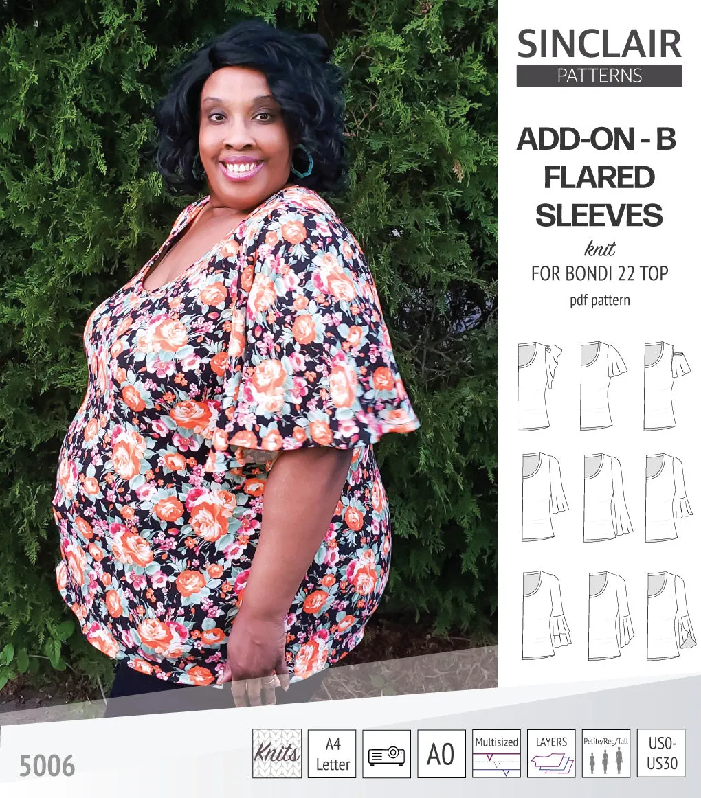 ADD-ON Flared Sleeves add-on pack for Bondi 22 and other compatible patterns (PDF)
