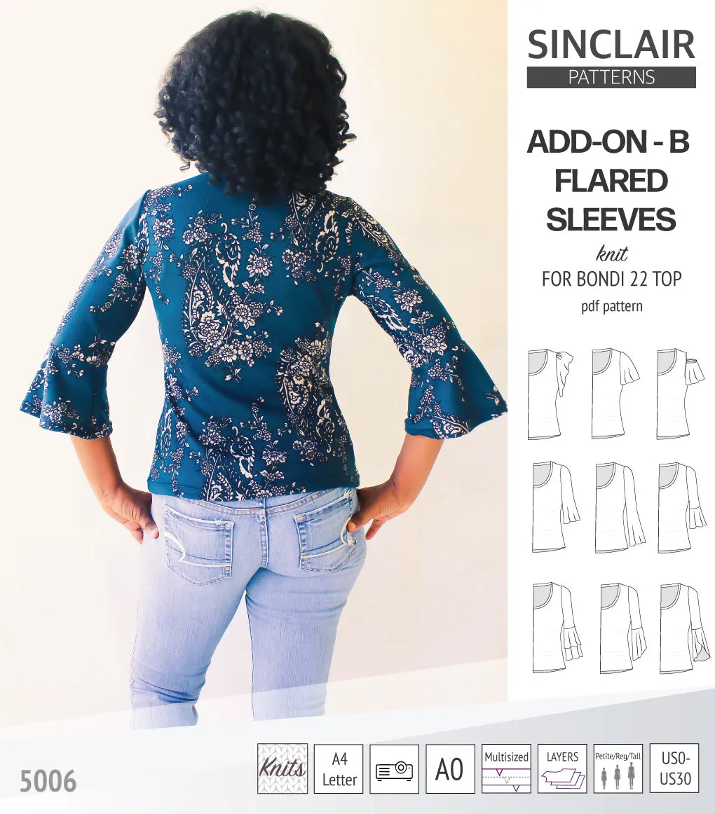 ADD-ON Flared Sleeves add-on pack for Bondi 22 and other compatible patterns (PDF)