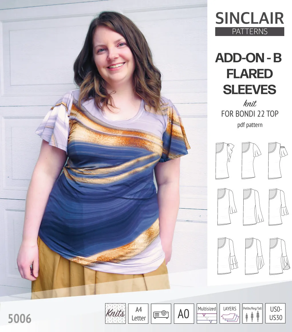 ADD-ON Flared Sleeves add-on pack for Bondi 22 and other compatible patterns (PDF)