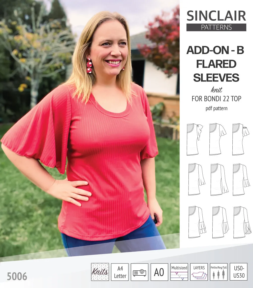 ADD-ON Flared Sleeves add-on pack for Bondi 22 and other compatible patterns (PDF)