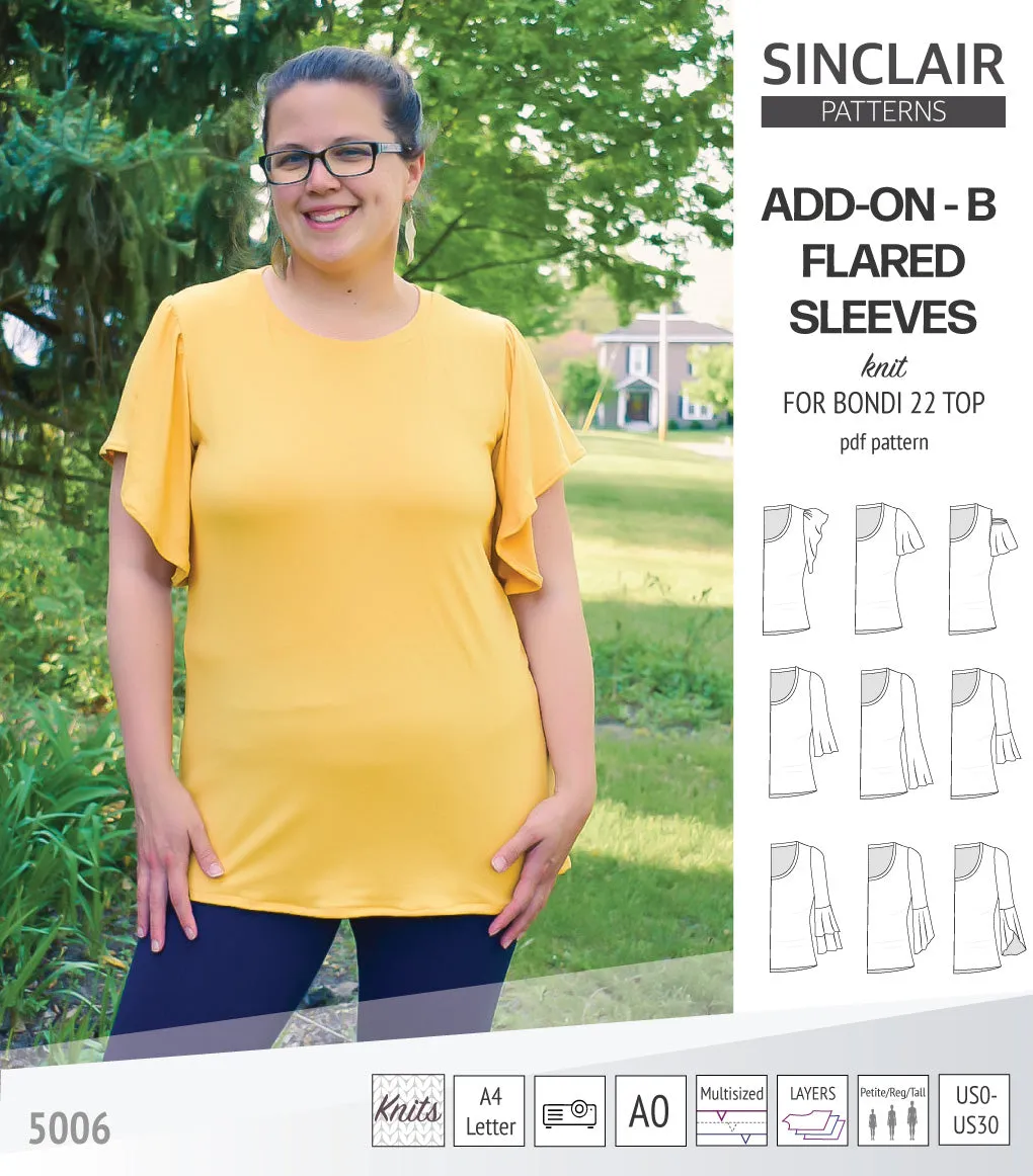 ADD-ON Flared Sleeves add-on pack for Bondi 22 and other compatible patterns (PDF)