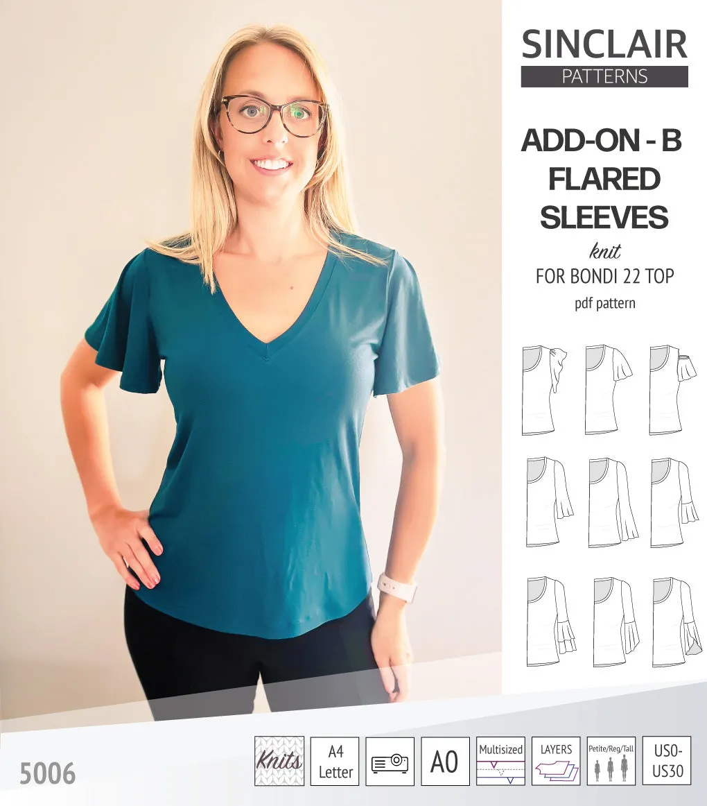 ADD-ON Flared Sleeves add-on pack for Bondi 22 and other compatible patterns (PDF)