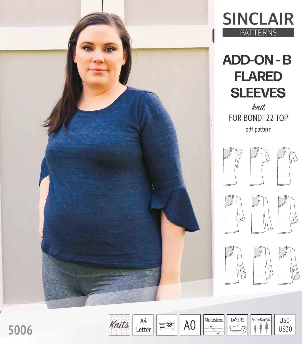 ADD-ON Flared Sleeves add-on pack for Bondi 22 and other compatible patterns (PDF)