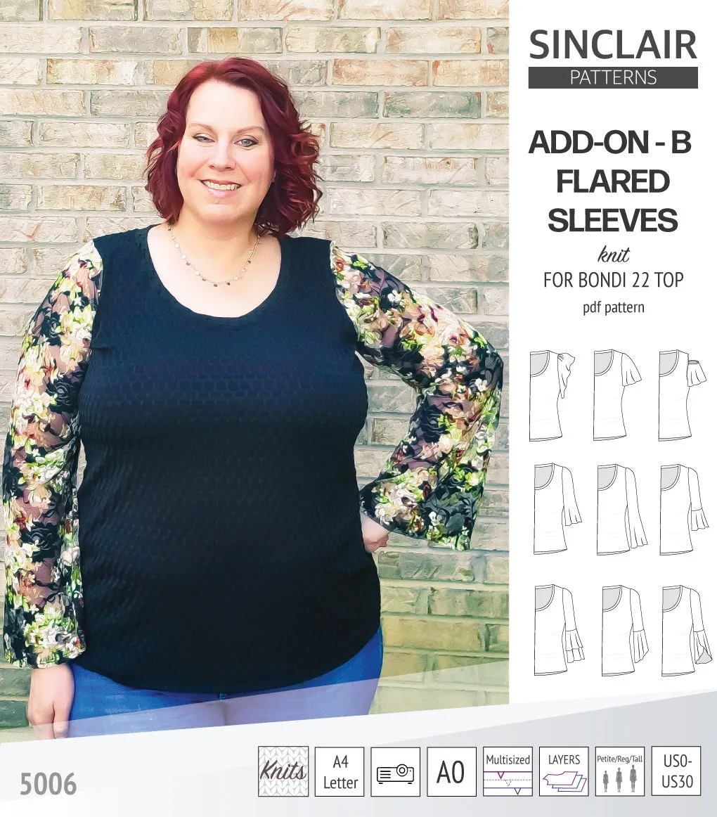 ADD-ON Flared Sleeves add-on pack for Bondi 22 and other compatible patterns (PDF)