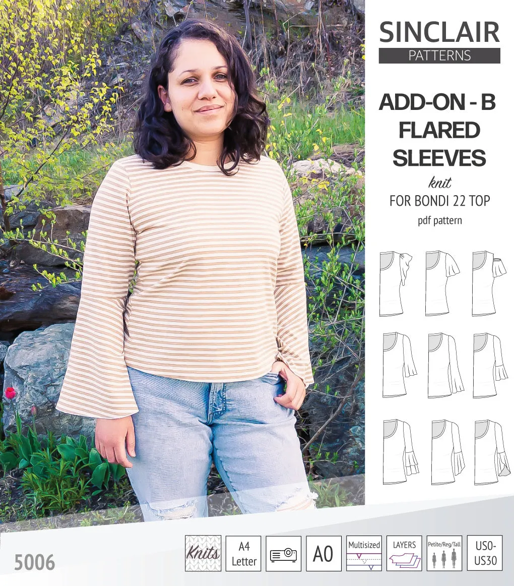 ADD-ON Flared Sleeves add-on pack for Bondi 22 and other compatible patterns (PDF)