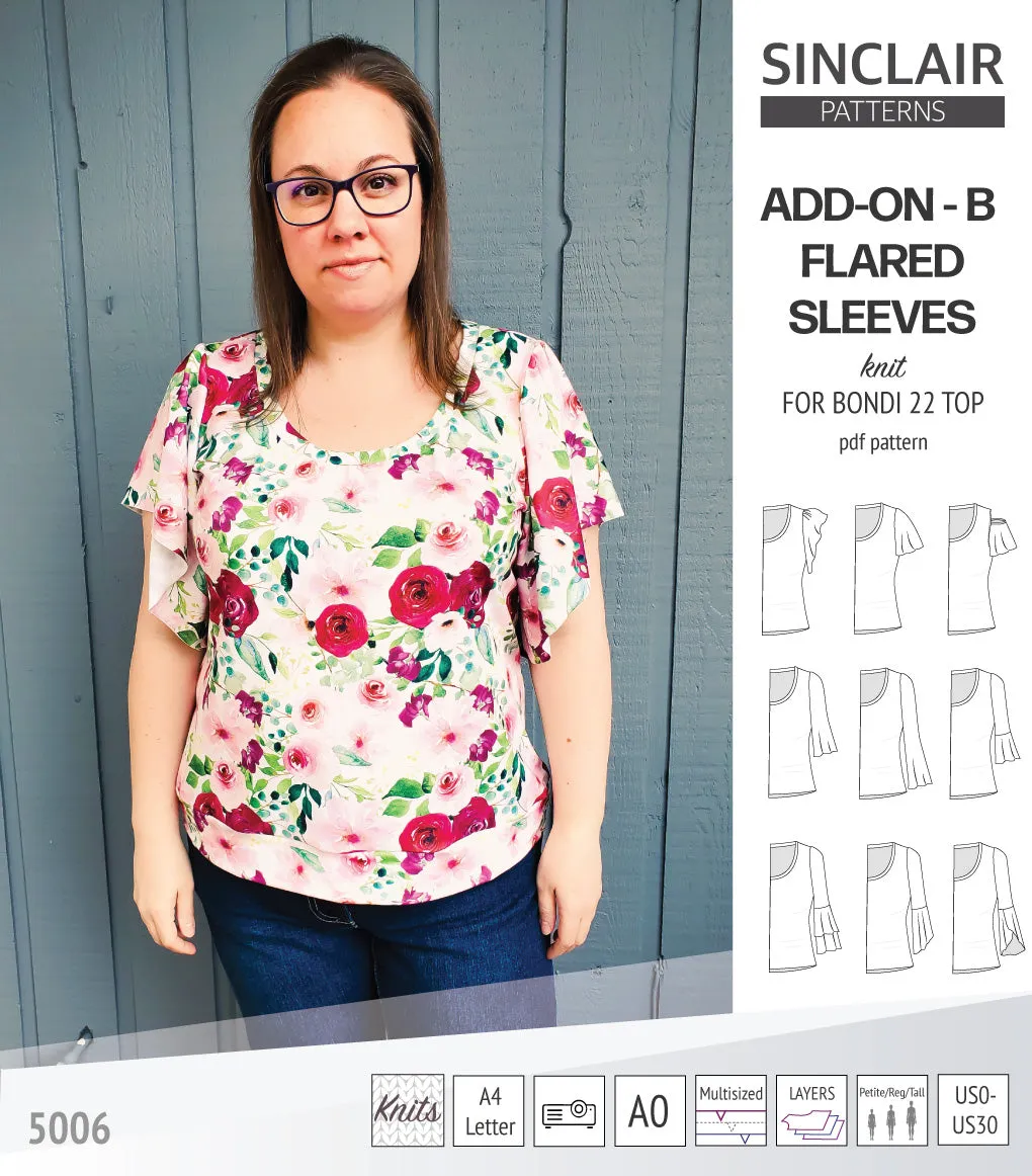 ADD-ON Flared Sleeves add-on pack for Bondi 22 and other compatible patterns (PDF)