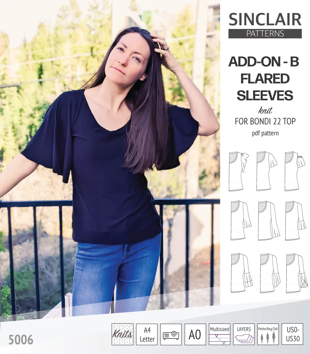 ADD-ON Flared Sleeves add-on pack for Bondi 22 and other compatible patterns (PDF)