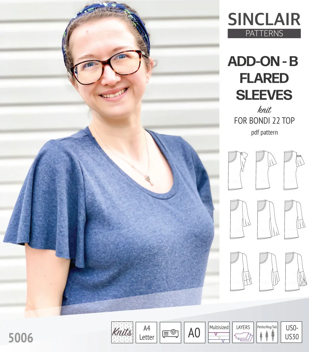 ADD-ON Flared Sleeves add-on pack for Bondi 22 and other compatible patterns (PDF)