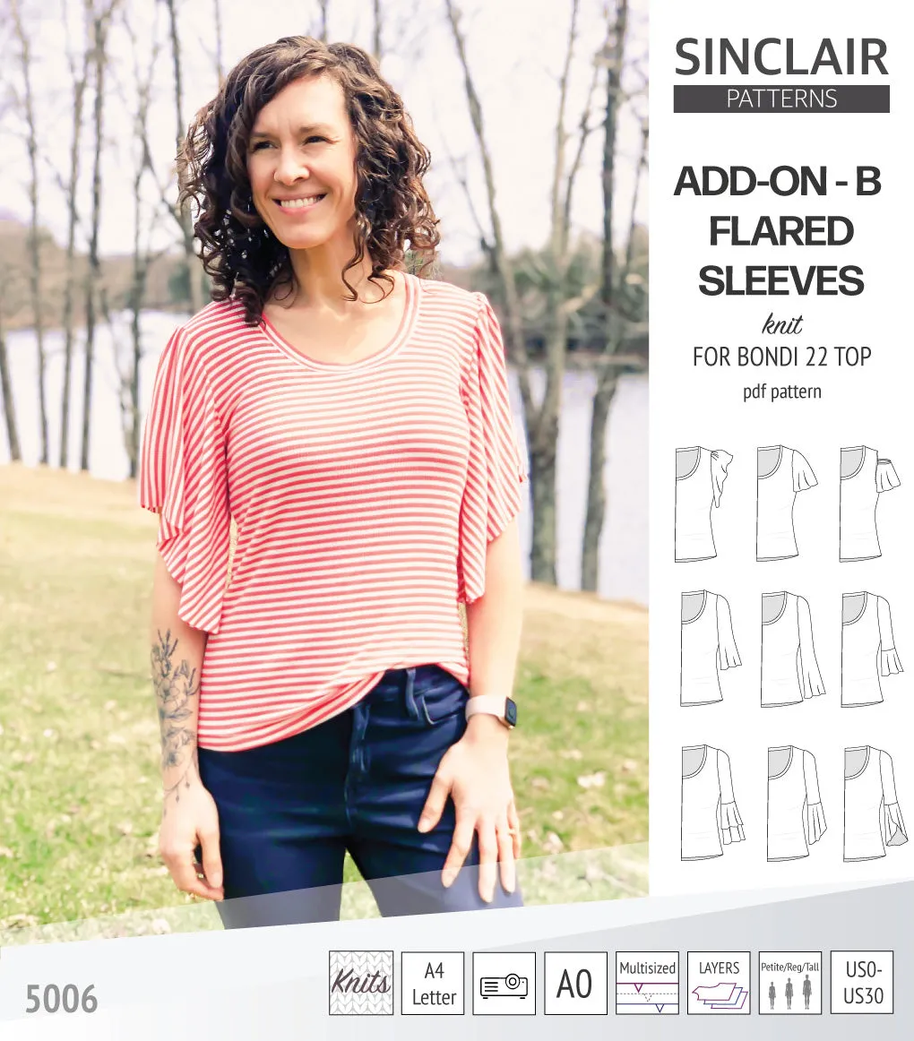 ADD-ON Flared Sleeves add-on pack for Bondi 22 and other compatible patterns (PDF)