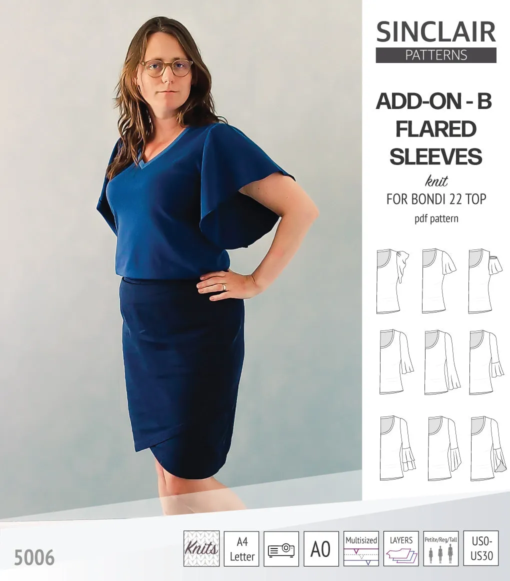 ADD-ON Flared Sleeves add-on pack for Bondi 22 and other compatible patterns (PDF)